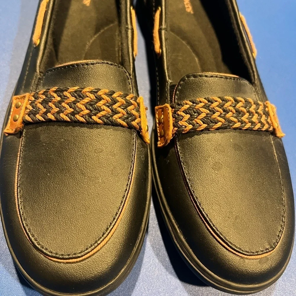 Grasshopper's Women's Memory Deluxe Boat Slip-In Shoes Brown Black Size 8.5